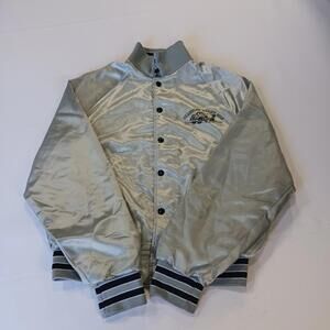 Vtg Aristo Jac By Hilton Chandler Ready Mix Men’s M Gray Satin Baseball Jacket